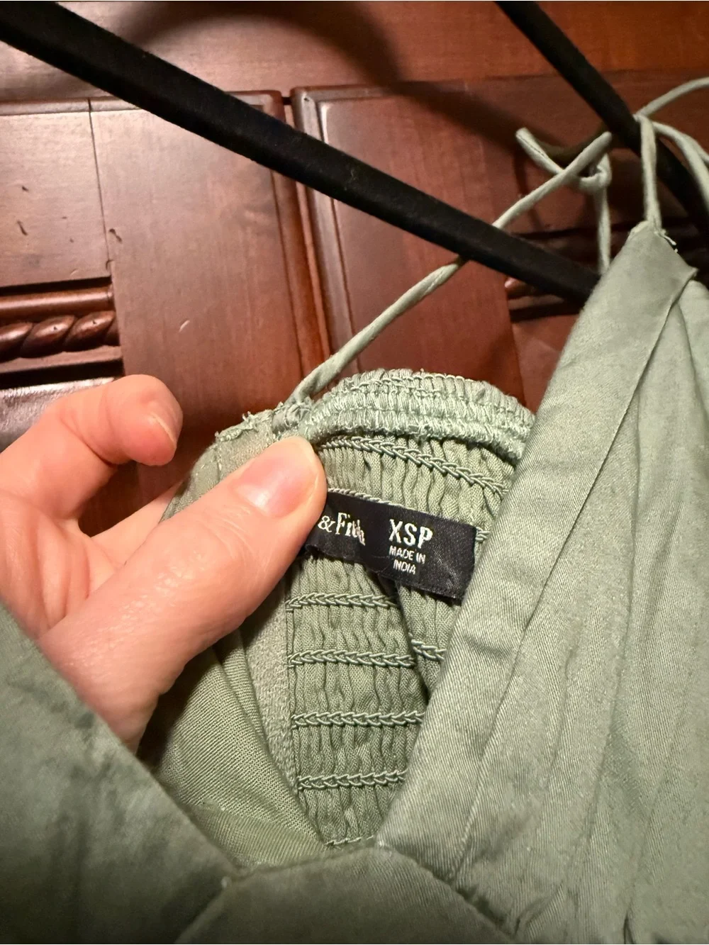 Abercrombie & Fitch Sage Green Tie-Strap Maxi Sundress